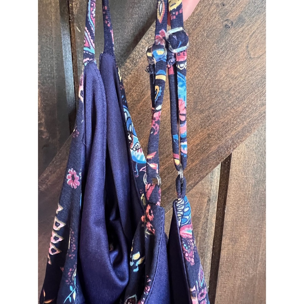 Navy Paisley Floral Spaghetti Strap Dress Large, Romantic Bohemian Travel Spring - Picture 5 of 12